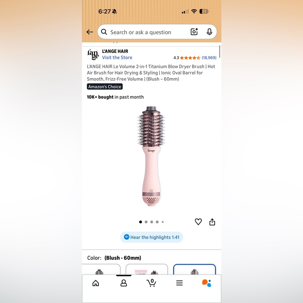 L'ANGE HAIR Le Volume 2-in-1 Titanium Blow Dryer Brush